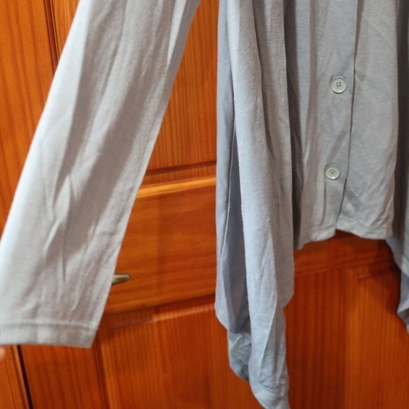 Talbots Slate Blue Asymmetric Button-Front Cardigan Sweater Layering LG - Picture 4 of 11